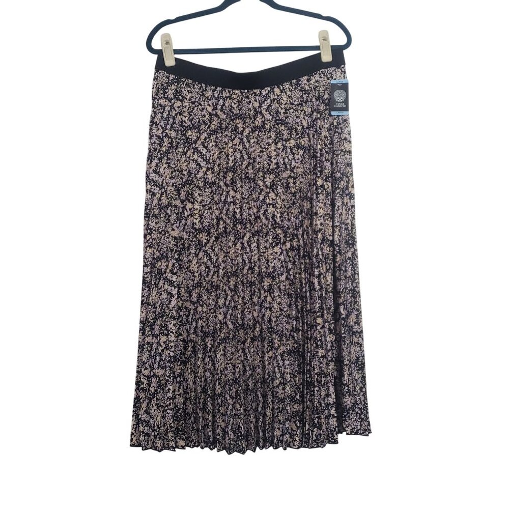 New Vince Camuto Womens Floral Pleated Midi‎ Skirt Size L Cottagecore Church